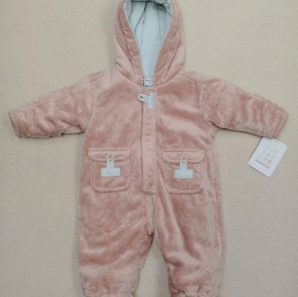 NEW Absorba Baby Snowsuit w/ mittens Size 3 months 3m Plush & Cozy R @ $65